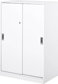 HOMCOM Praktikus Iroda Szekrény 2 Csúszóajtóval, Kulcsokkal és 3 Polccal 80x40x120 cm Fehér | Aosom