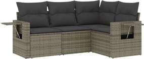 vidaXL 4 részes szürke polyrattan kerti ülőgarnitúra párnákkal