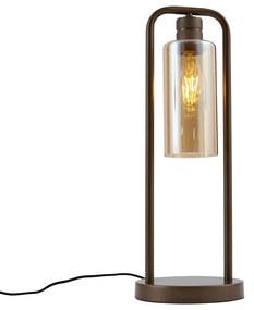 Hotel Chic asztali lámpa sötét bronz színben borostyán üveggel - Stavelot