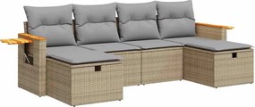 vidaXL 6 részes bézs polyrattan kerti ülőgarnitúra párnával