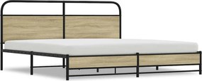 vidaXL sonoma tölgy színű fém ágykeret matrac nélkül 183 x 213 cm