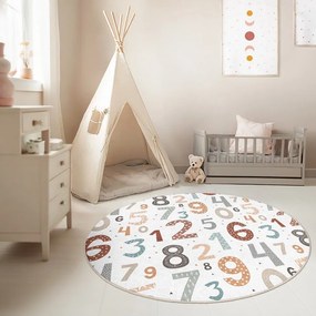 Mosható gyerek játszószőnyeg ø100 cm Happy Numbers – Mila Home