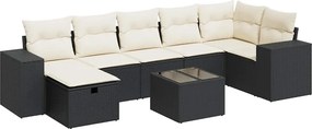 vidaXL 8 részes fekete polyrattan kerti ülőgarnitúra párnákkal