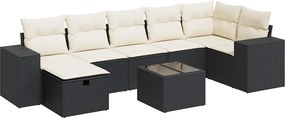 vidaXL 8 részes fekete polyrattan kerti ülőgarnitúra párnákkal