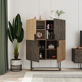 Barna-natúr színű szekrény tölgyfa dekorral 100x130 cm Titan – Marckeric