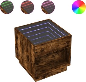 vidaXL füstös tölgy végtelen hatású LED-es dohányzóasztal 50x50x50 cm