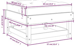 2 db tömör fenyőfa kerti lábzsámoly párnával