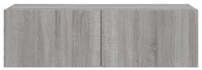 szürke sonoma színű fali TV-szekrény LED-ekkel 100 x 35 x 31 cm