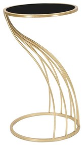 Kerek lerakóasztal, hajlított lábbal, 35 cm, arany-fekete - ARPEGE