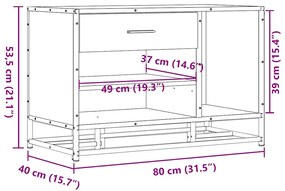 cipőpad szürke Sonoma 80x40x53,5 cm Gépi fa és fém