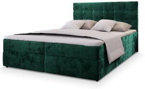 Kárpitozott boxspring ágy GLORIEN VELVET 160x200 cm sötétzöld Matrac: Matrace Bonell pružinová