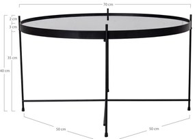 Venezia dohányzóasztal fekete, porfestett Ø70xh40cm