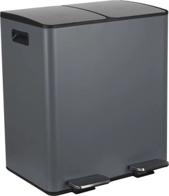 Sötétszürke acél szelektív pedálos szemetes 2x20 l Aliya – Spirella