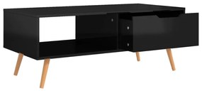 Magasfényű fekete szerelt fa dohányzóasztal 100 x 49,5 x 43 cm