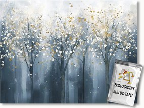 Fotótapéta Flizelina Akvarell Tájkép Erdő Park Fák Virágok 208x146 ragasztó