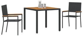 Kert étkező szett 3 pcs Fekete és Barna 90 x 90 x 75 cm