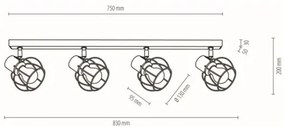 Spot-Light 26114404 - Mennyezeti spotlámpa PHIPHI 4xE27/60W/230V tölgy
