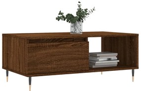 Barna tölgyszínű szerelt fa dohányzóasztal 90x50x36,5 cm