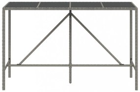 szürke polyrattan üveglapos bárasztal 180 x 70 x 110 cm