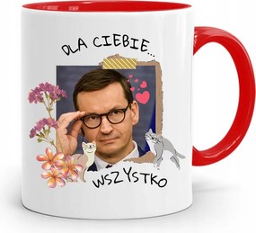 Piros Politikus Bögre Mateusz Morawiecki Miniszterelnök fényképes nyomtatással