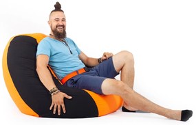 Fekete - Narancs Bicolor XXL Babzsákfotel