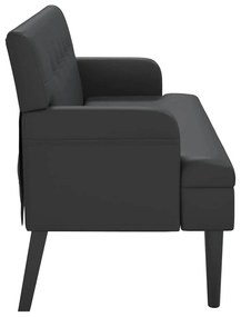 fekete műbőr pad háttámlával 112x65,5x75 cm