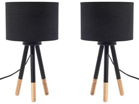 Fekete fa asztali lámpa kétdarabos szettben 40 cm TOBOL Beliani