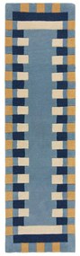 Kék kézi szövésű gyapjú futószőnyeg 60x230 cm Kai Wool Border – Flair Rugs