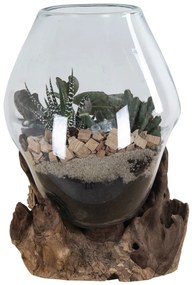 San Marino vízcsepp asztali dekoráció, teak fa/üveg, 20 cm