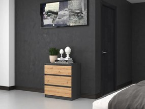 Riano MIX M3 fiókos szekrény, 70x75x40 cm, antracit-tölgy