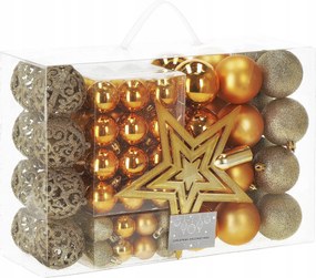 Karácsonyfadísz Szett Törhetetlen Arany Díszek 100 db-os Csillag
