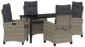 vidaXL Kert étkező szett párnával 5 pcs Szürke polirattan