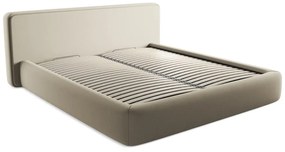 Bézs kárpitozott ágyneműtartós franciaágy ágyráccsal 180x200 cm Kiana – Makamii