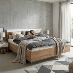 Dupla ágy, 160x200, tölgy wotan/fehér, GABRIELA