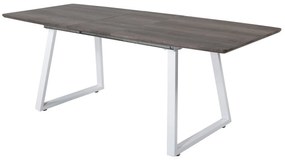 Asztal Dallas 172Fehér, Szürke, 75x85x160cm, Hosszabbíthatóság, Közepes sűrűségű farostlemez, Fém