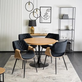 DAKOTA bársony szék fekete / arany tölgy színben