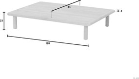 Sling dohányzóasztal 120x84 cm teakfa lappal