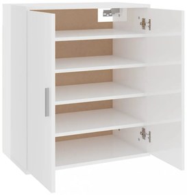 magasfényű fehér szerelt fa cipősszekrény 60 x 35 x 70 cm
