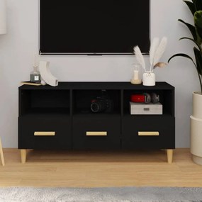 Fekete szerelt fa tv-szekrény 102 x 36 x 50 cm