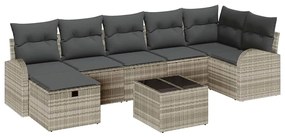 vidaXL Kanapé Szett párnával tárolóval Világosszürke polirattan