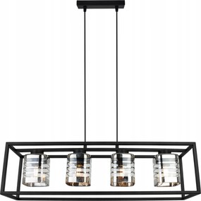 Mennyezeti Lámpa Függeszték Csillár Loft Fekete Ketrec Üveg Lámpabúra Ezüst