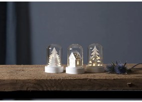 Fehér fénydekoráció készlet karácsonyi mintával 3 db-os ø 5,5 cm Kupol – Star Trading