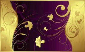 Fotótapéta Lila-arany floralia arany díszítéssel 368x254 +ragasztó