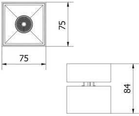 Lámpa Mennyezeti BIANCO, 8W, 680lm, AC220-240V, 50/60 Hz, PF>0,9, Ra≥80, IP20, IK06, 36°, 4000K, kocka, fekete