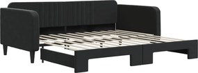 vidaXL fekete kihúzható bársonyheverő 100 x 200 cm