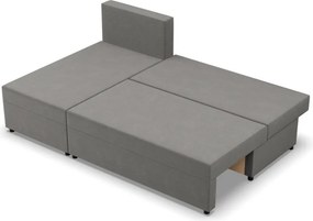 Nobu sarokkanapé, bársony, univerzális oldal, világosszürke