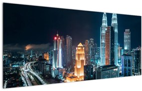 Kép - Éjszaka Kuala Lumpurban (120x50 cm)