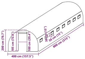 zöld melegház pótponyva (32 m²) 400 x 800 x 200 cm
