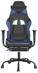 vidaXL fekete és kék műbőr játékszék lábtartóval