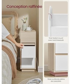 Éjjeliszekrény, 2 fiók, nyitott rekesz,natúr bézs, felhőfehér